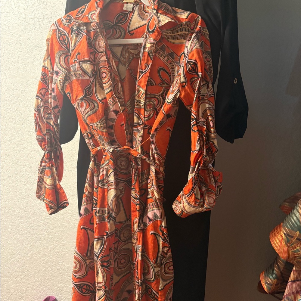 Vibrant Orange Patterned Dress
